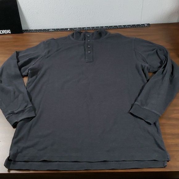 Duluth Trading Men's Waffle Trim‎ Fit Mock Neck Henley Shirt Gray XL 94235 - Picture 1 of 13